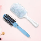 Homestic Hair Brush | Bristles Brush | Hair Brush with Paddle | Sharp Hair Brush for Woman | Suitable For All Hair Types | TGX5232-XH45BLE | Ice Blue & Blue